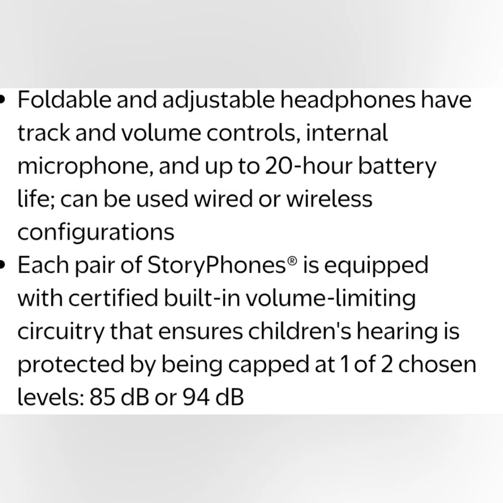 StoryPhones White Foldable Bluetooth Kids Headphones & 4 Ed. Audio Disks Bundle